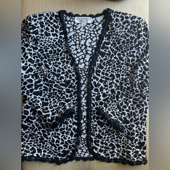 Vintage St. John Evening by Marie Gray leopard print knit cardigan and skirt - Picture 5 of 12
